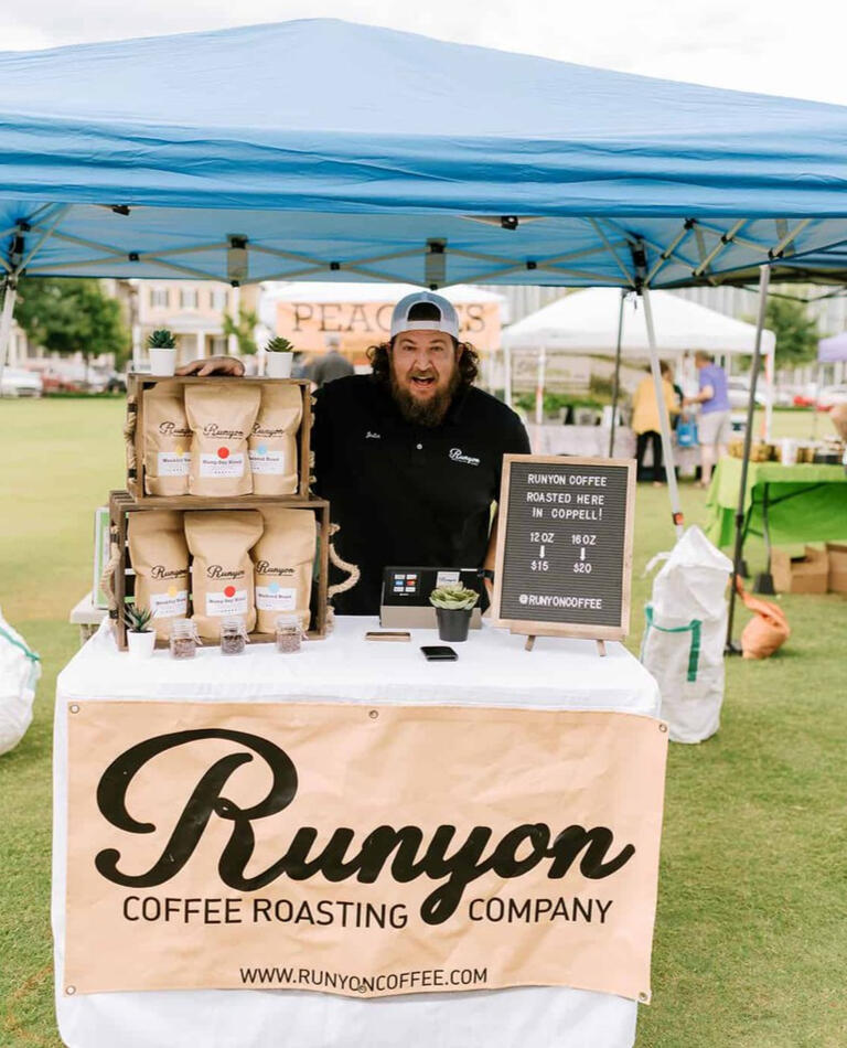Justin Runyon at the Runyon Coffee booth.